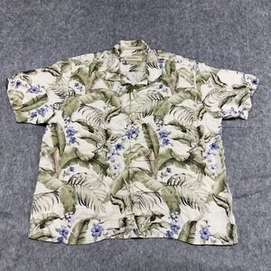 Tommy Bahama Shirt Mens XL Hawaiian Jungle Floral 100% Silk‎ Beach Original Fit